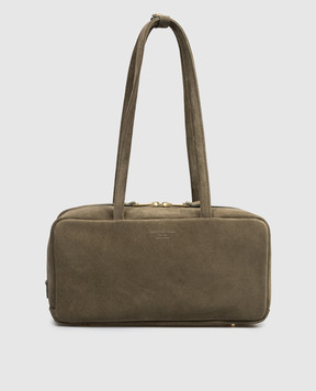 Christian Villa Khaki suede bowler bag 06405