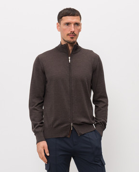Doriani Cashmere Brown cardigan made of wool, silk and cashmere 18416B79