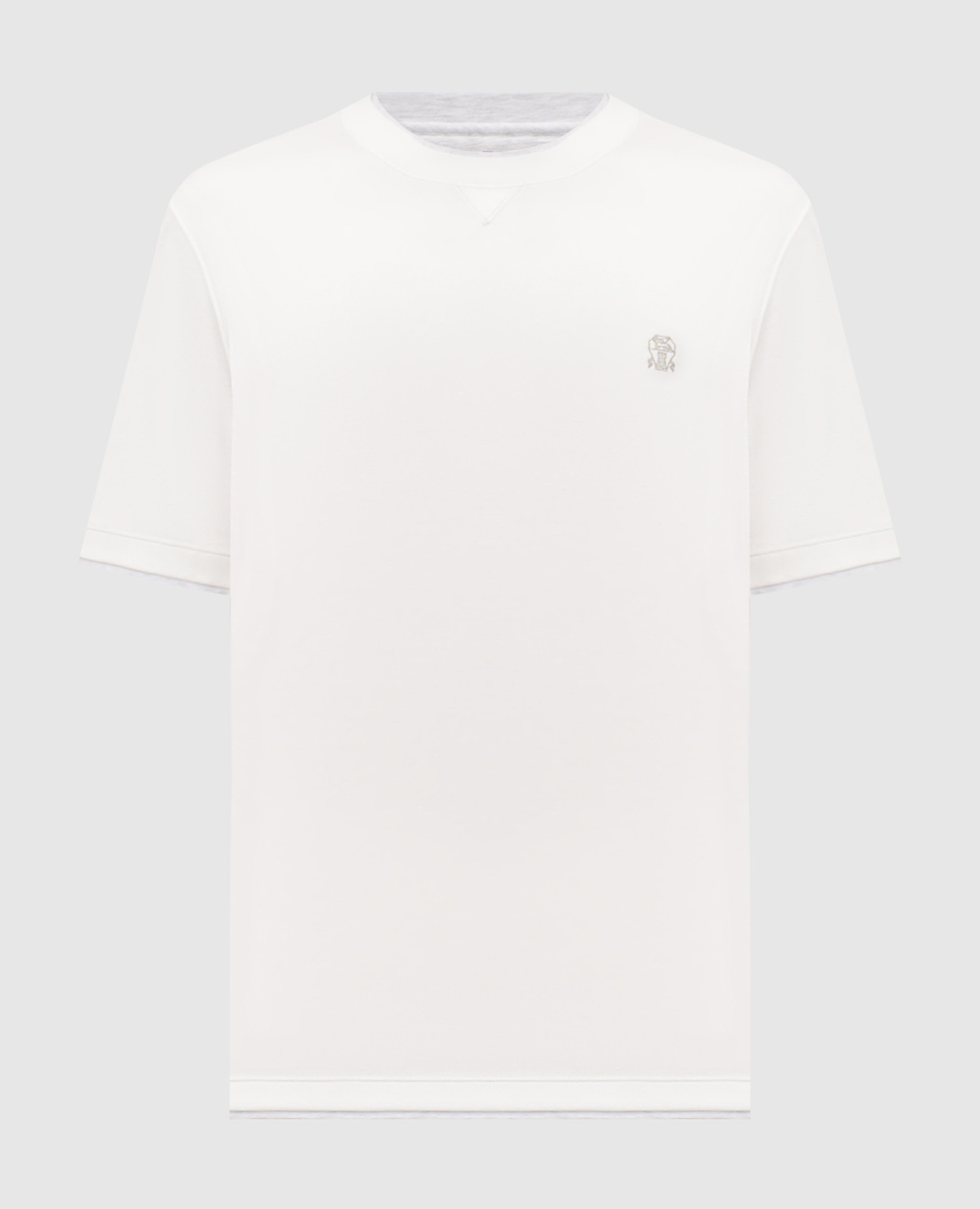 

White T-shirt with embroidered emblem Brunello Cucinelli