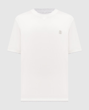 Brunello Cucinelli White T-shirt with embroidered emblem M0B137451G