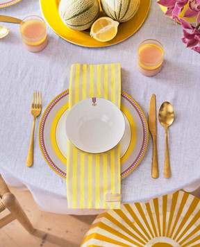 Pip Studio Set of yellow Stripes serving napkins with logo 51067034