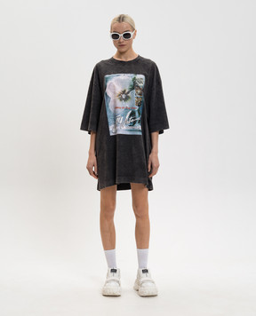 Off-White Grey T-shirt dress with ADV print 2DH00AS26JER001