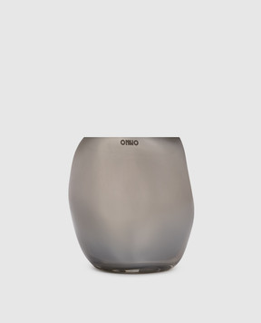 Onno Cape Smoked Grey L candle with Muse scent in a glass candle holder ON510M