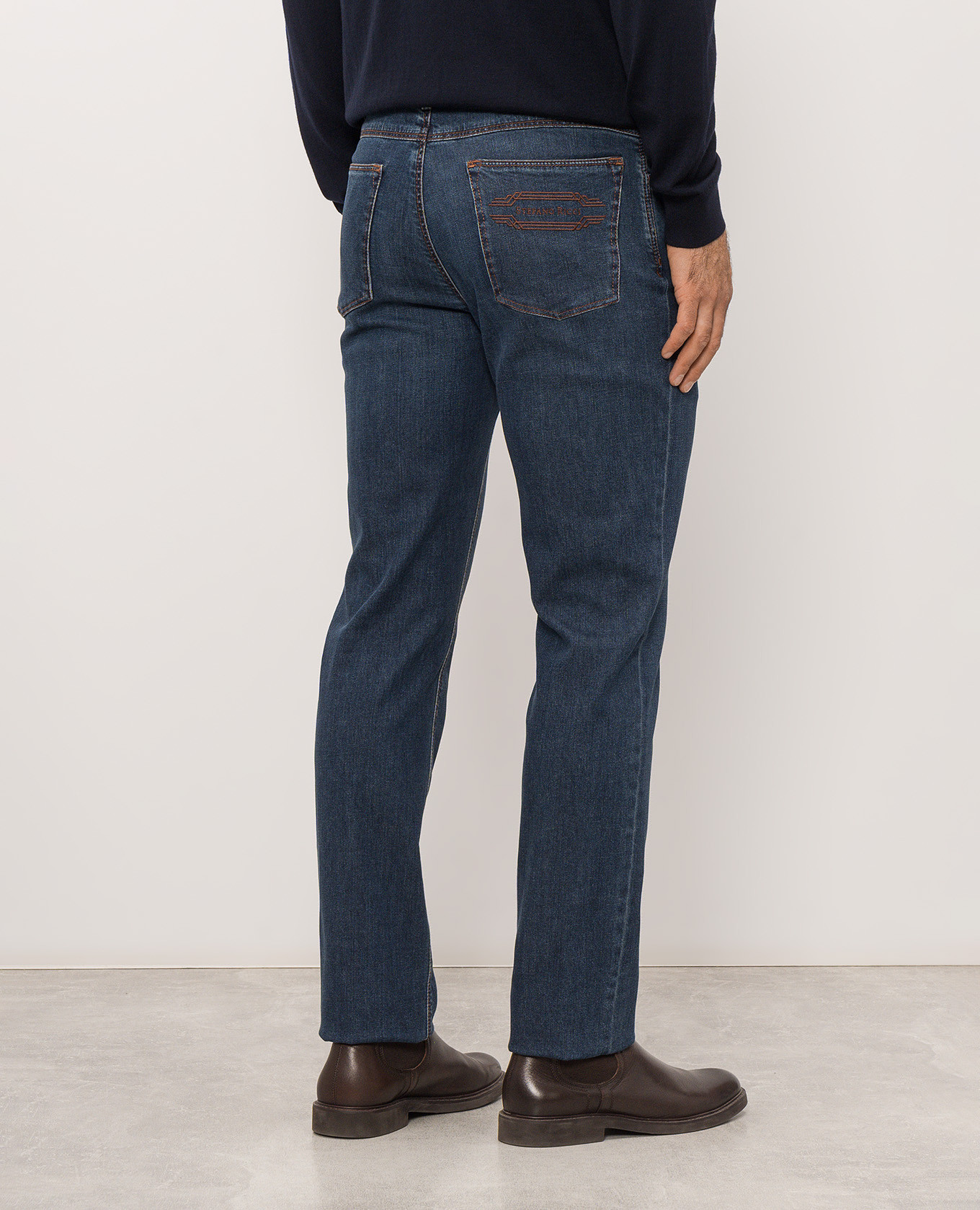 Blue jeans with logo embroidery Stefano Ricci 4