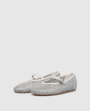 Le Silla GILDA gray ballet flats with crystals 0189C020MTPPSTV