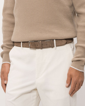 Doucal's Brown suede belt with logo engraving DC0001SIGMUF009