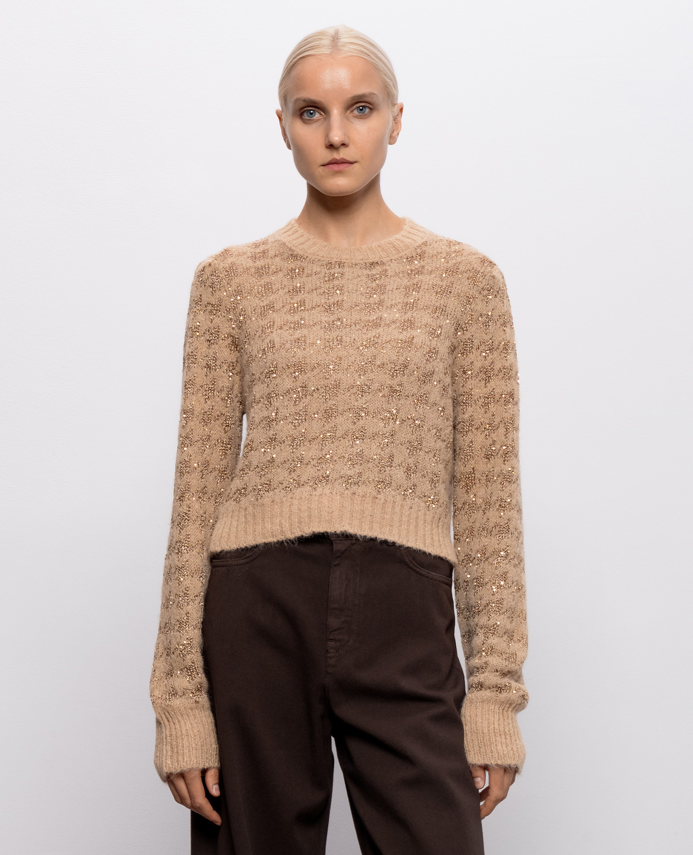 Beige sweater with sequin pattern Twinset 3