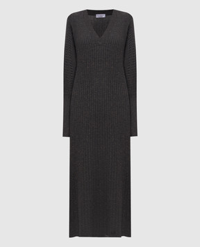 Brunello Cucinelli Gray ribbed cashmere dress M9A895A92