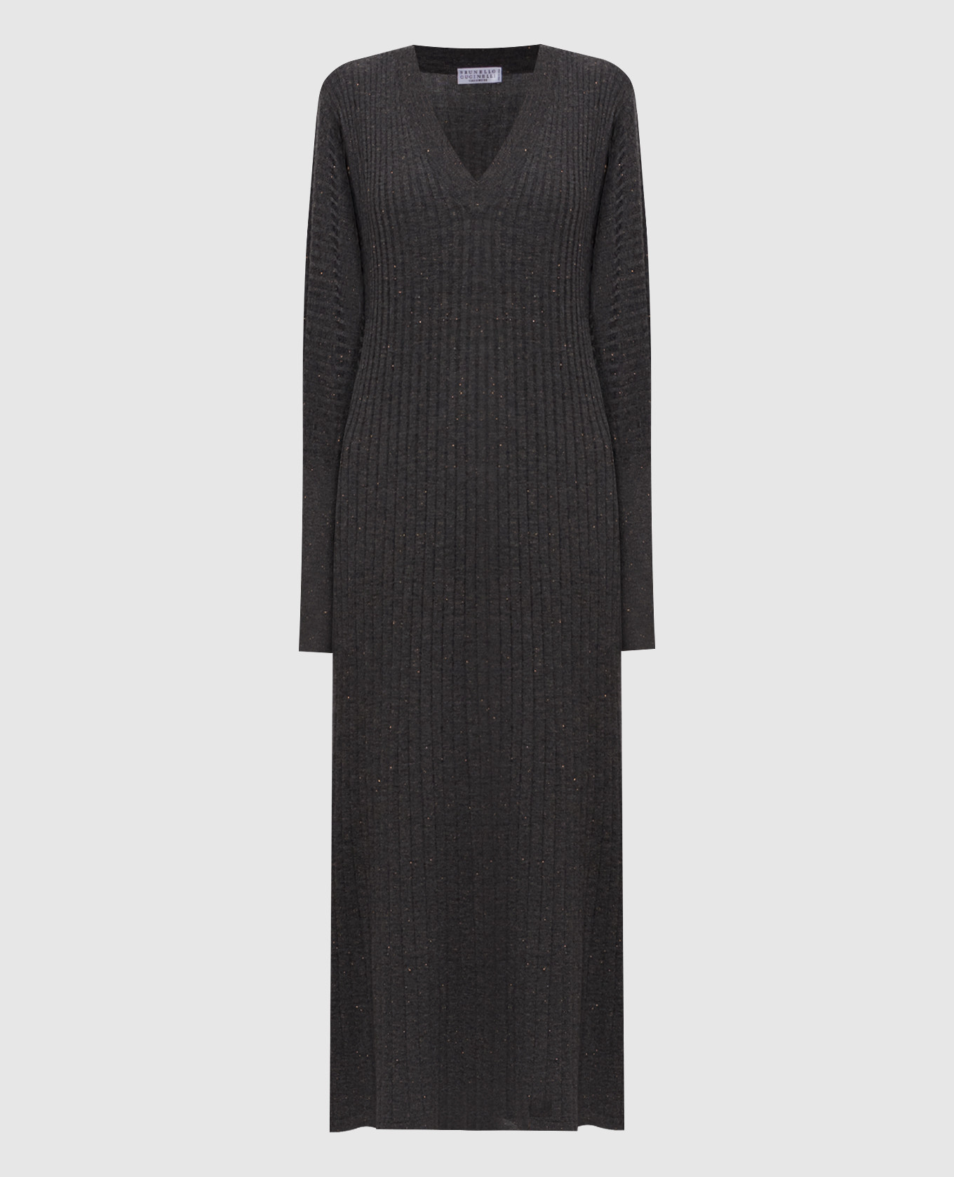Gray ribbed cashmere dress