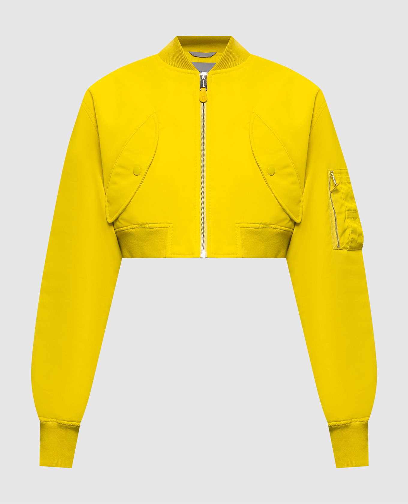 Yellow cropped bomber jacket