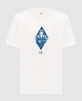 C.P. Company Ivory T-shirt with logo print MTS266A110656W