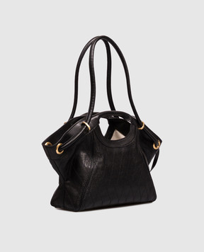 Balmain Black leather tote bag with logo print HN1FD076LSP6