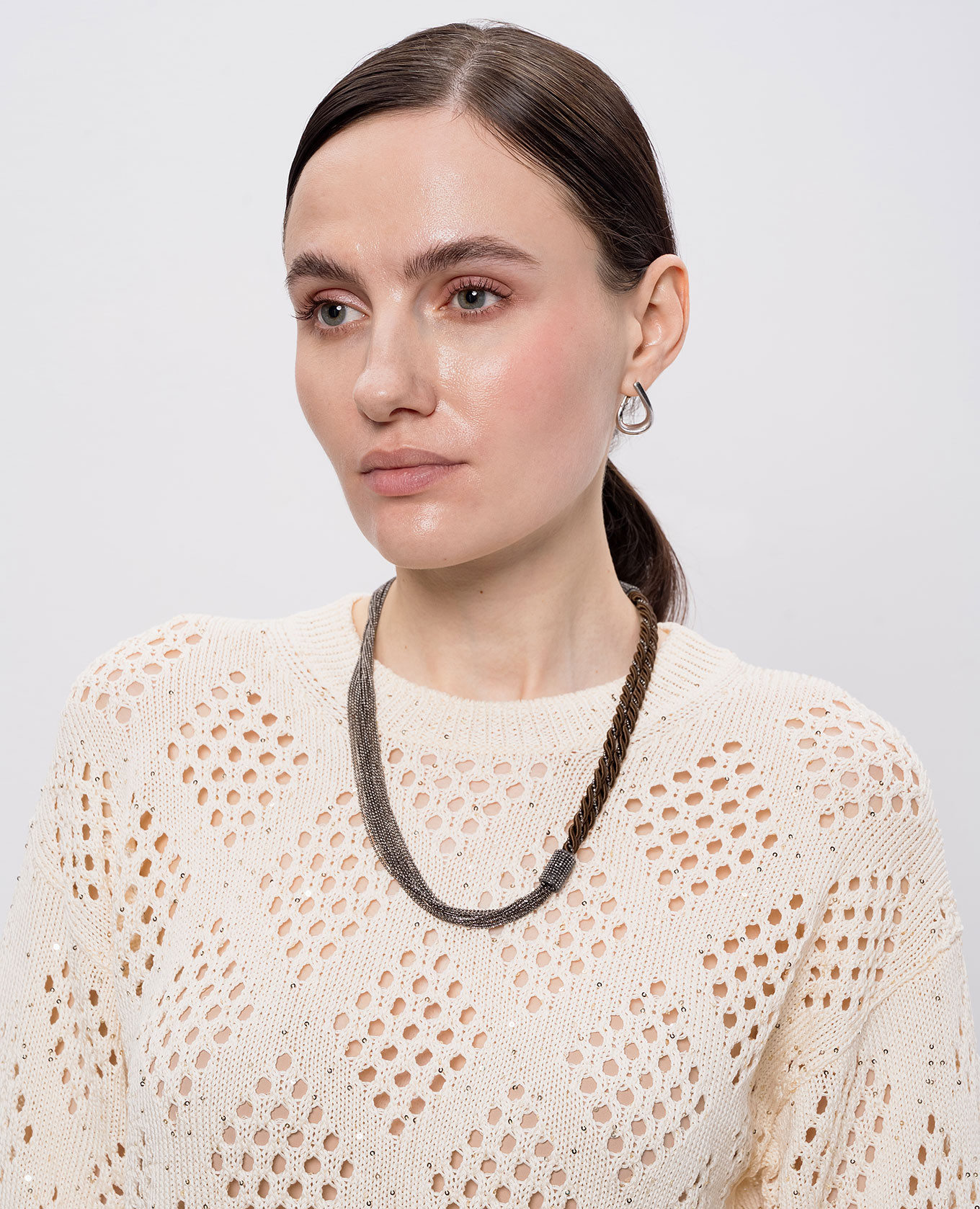 Brown necklace with monil chain Peserico 2