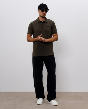 Balmain Khaki polo shirt with embroidered logo HH1GB085BD73