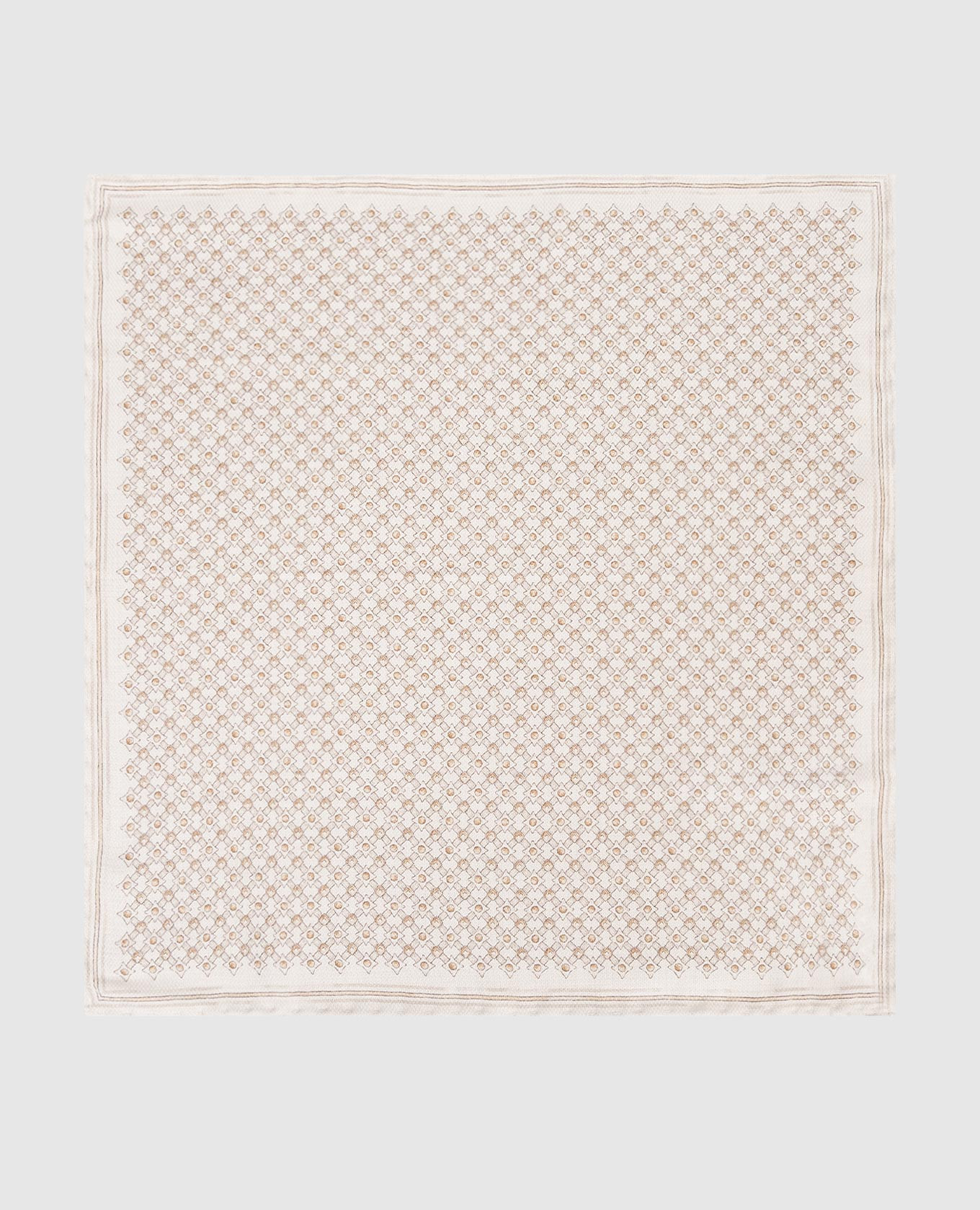 Beige double-sided silk pachet with geometric print