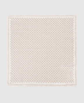 Brunello Cucinelli Beige double-sided silk pachet with geometric print MX8660091