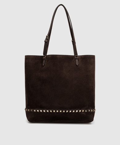Brown suede Rockstud tote bag