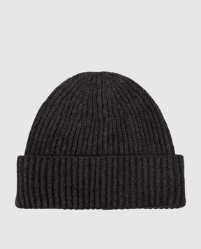 Brunello Cucinelli Grey ribbed cashmere hat M2293900