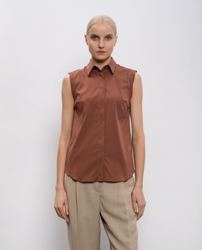 Brunello Cucinelli Brown sleeveless shirt with monil chain M0091MA616