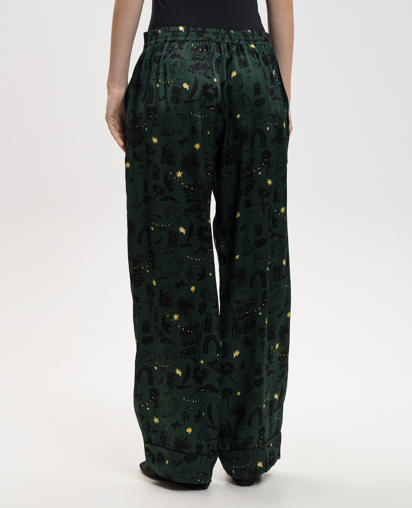 London Green Silk Pajama Pants Asceno 4
