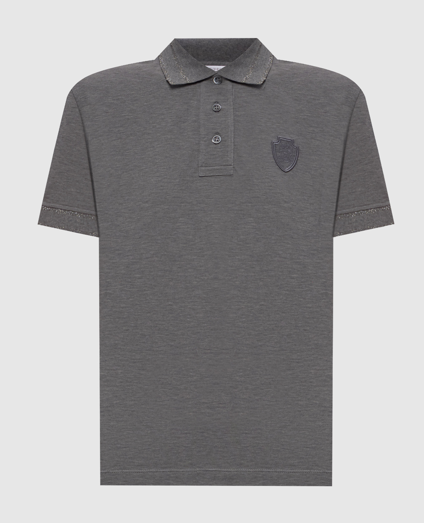 Grey polo shirt with logo patch