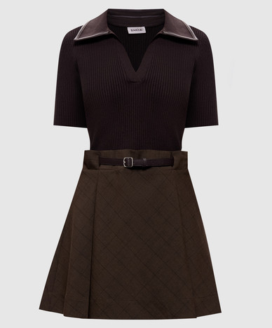 Brown double-layered mini dress