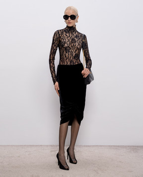 Valentino Black velvet skirt with silk 8B0RAEZ5A64