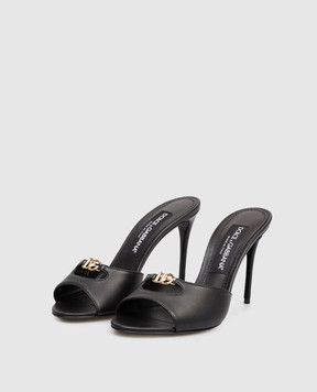 Dolce&Gabbana Black leather mules with DG logo CR1978A1953