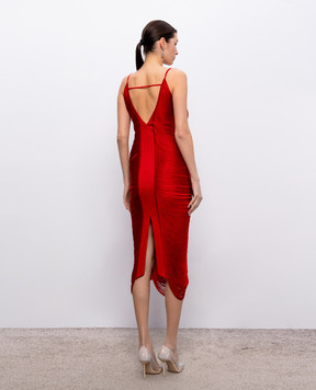 Nissa Red dress with fringe RRS15012