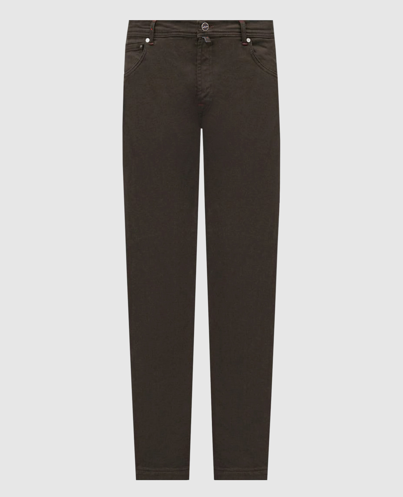 Brown jeans with logo patch Kiton
