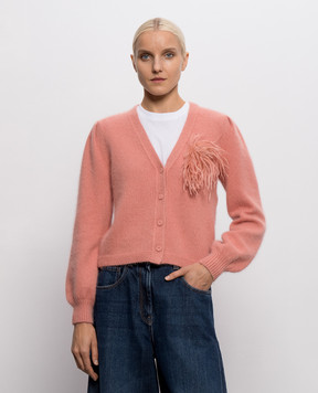 Twinset Pink cardigan with brooch 262TP3261
