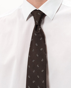 ISAIA Brown printed silk tie CRV007CV913