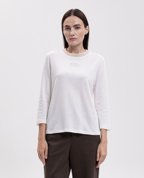 Peserico Ivory long-sleeve shirt with logo print S06459J0Q1A5635