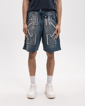 Off-White Blue shorts with logo patch 44MCI013S26D002