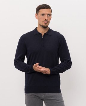 Canali Blue wool polo shirt MK01149C0572