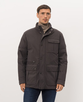 Stefano Ricci Dark brown down jacket with emblem patch M6J6300020PA003R