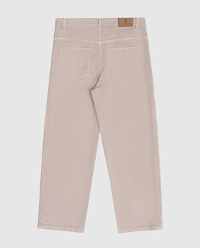 Brunello Cucinelli Children's beige jeans with logo patch B277PD317B