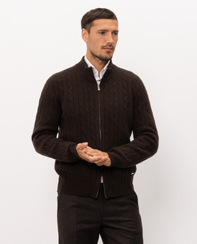 Enrico Mandelli Brown wool and cashmere cardigan 4K083A6211