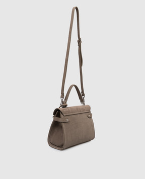 Gianni Notaro Brown suede satchel bag SUEDE 099SUEDENIKEL