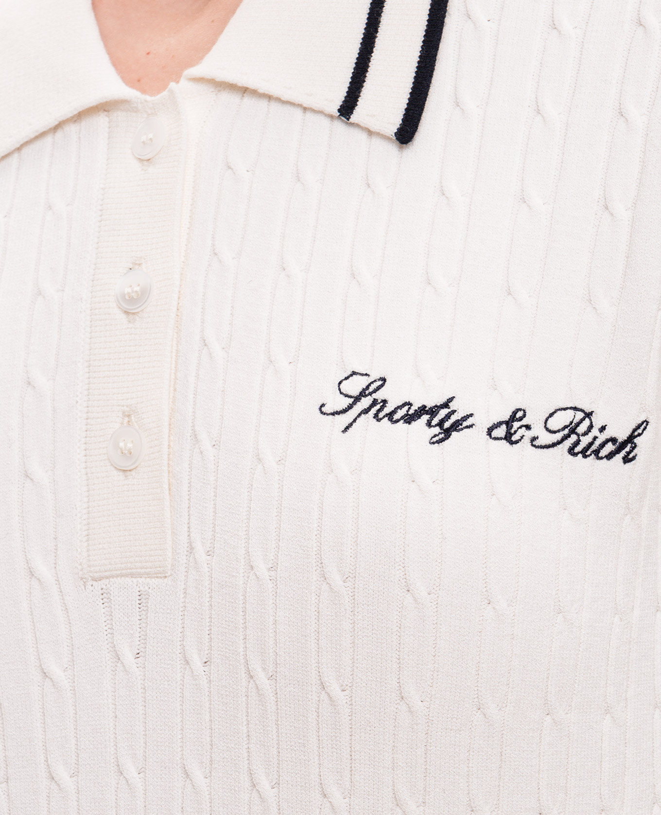 Ivory polo with embroidered logo Sporty & Rich 5