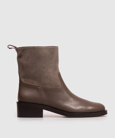 Brown leather boots