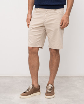 Stefano Ricci Beige shorts with embroidered monogram logo M8T6100080TFANT