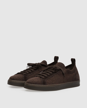 Doucal's Brown sneakers with textured logo DU3381SPENPZ785
