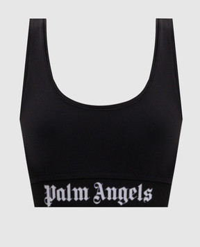 Palm Angels Black top with logo pattern PWVO010S26FAB001