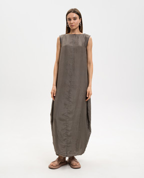 Marc Le Bihan Brown silk dress with a reaper effect 2119