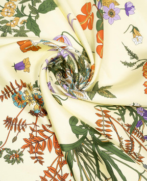 MANTERO 1902 Yellow silk scarf with branded print 0904F0030G59084