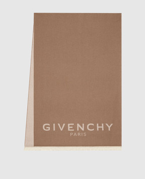 Givenchy Brown wool and cashmere stole with logo 710010177001