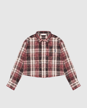 Palm Angels Children's burgundy checked shirt F6PAJGSI134