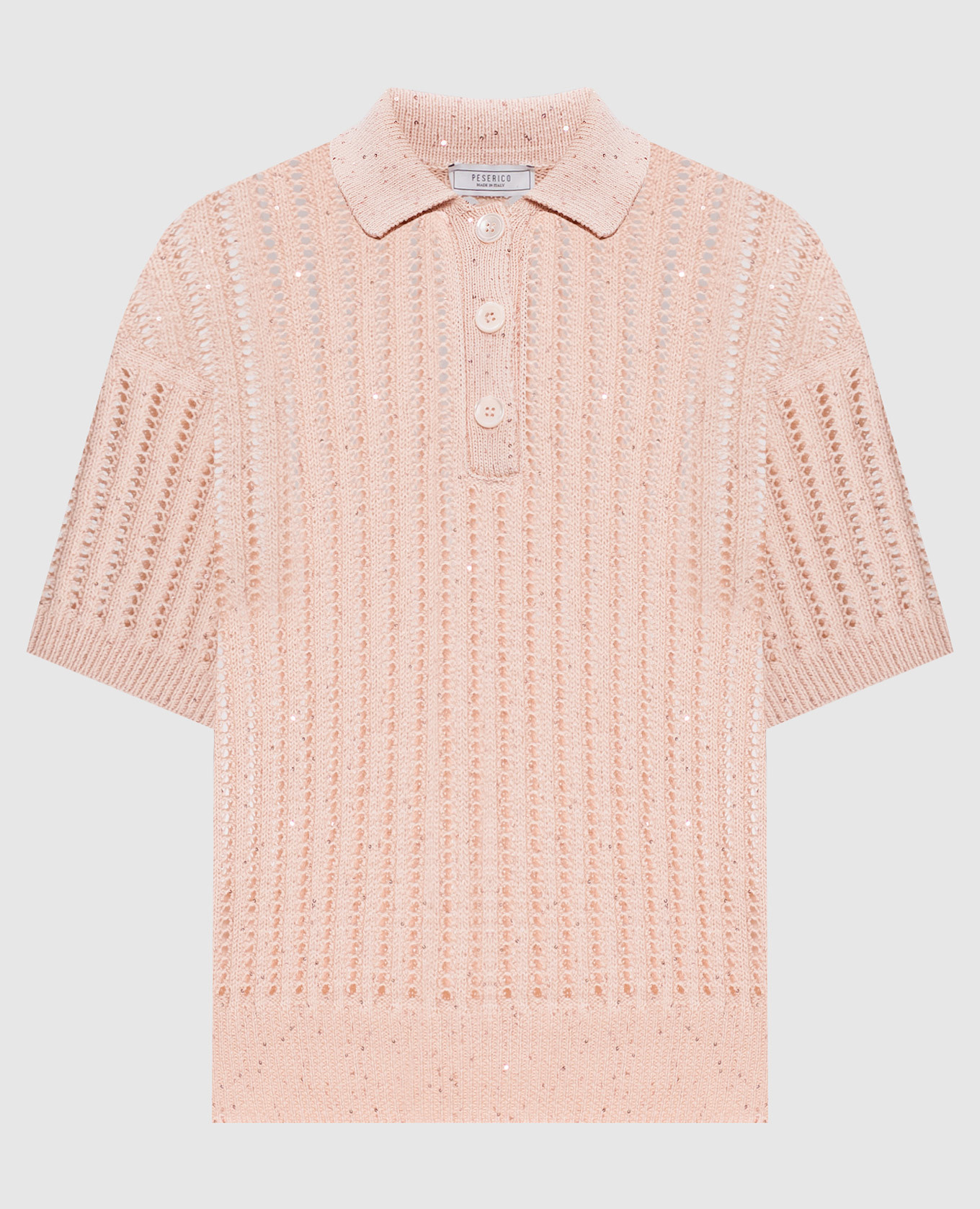

Pink openwork polo with sequins Peserico