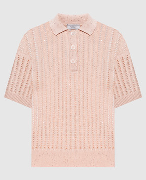 Peserico Pink openwork polo with sequins A99081F0509110